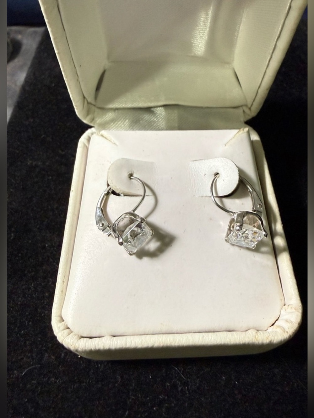 14k White Gold CZ Earrings